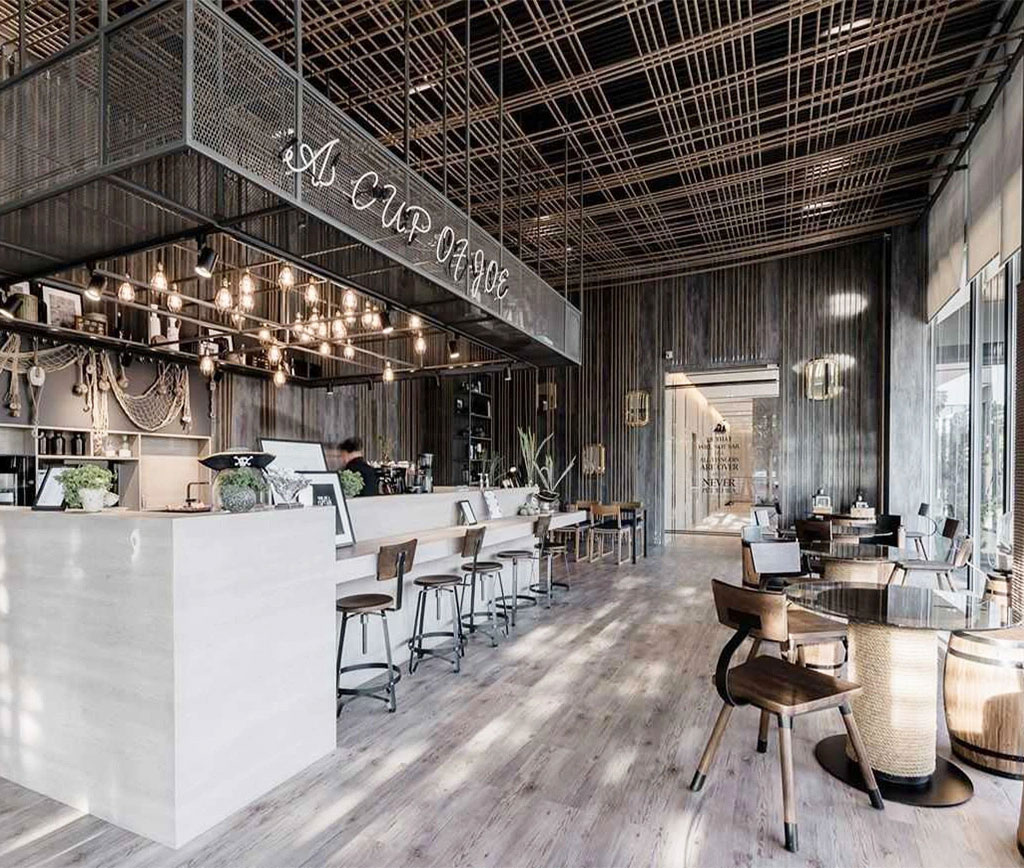 Thiết kế nội thất quán cafe đẹp theo phong cách công nghiệp
